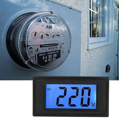 YB5135D Digital AC Voltmeter LCD Blue Backlight 2 Wires Voltage Tester Panel AC Voltage Meter Car Motorcycle Battery Monitor Voltage Measuring Range AC80-500V