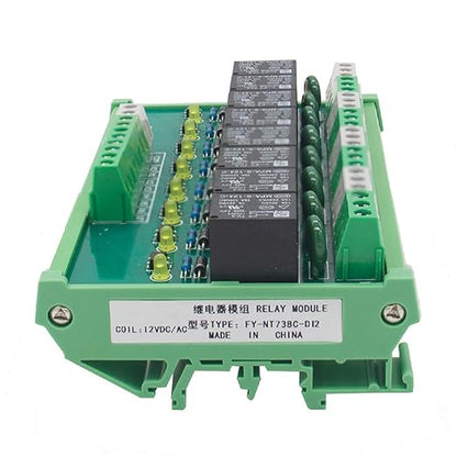 GAEYAELE 8 Channel Interface Relay Module 12VACDC DIN Rail Panel Mount for Automation PLC Board (FY-T738-12VACDC)