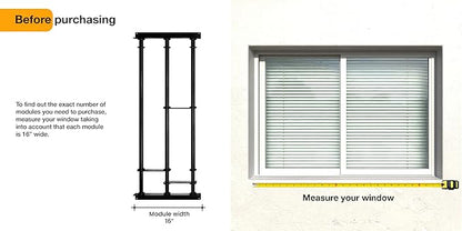 SWB Adaptable Window Bars Security for Windows - Model B | Easy DIY Installation | Suitable for Both Frame and Wall | Telescopic System | Patented Security Innovation