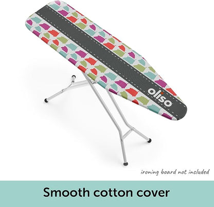 oliso Ironing Board Cover – 100% Cotton with Professional Felt Pad, Fits Standard 54" x 15" Boards – Secure Fit with Wide Elastic Edge & Adjustable Straps – Silhouette