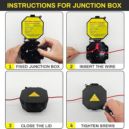 MIARALA Black Open Splice Junction Box (10 Pack), Splice Box Wire Electrical Junction Box with Cover V0 Flame Retardant Rating(Highest Level)
