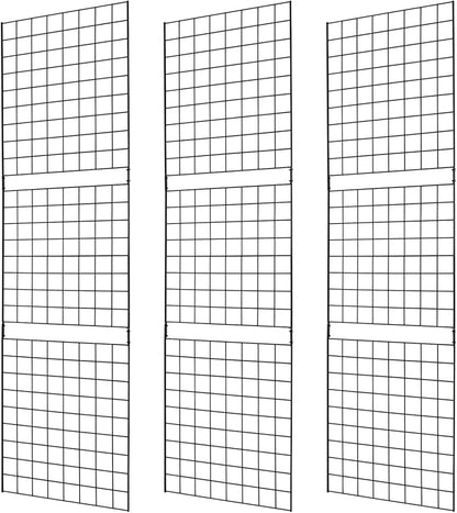 7RiversART Grid Wall Commercial Grade Grid Panels Heavy Duty for Retail Display, 2' W x 7' H, Black (Pack of 3), Portable