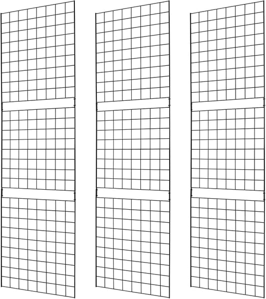7RiversART Grid Wall Commercial Grade Grid Panels Heavy Duty for Retail Display, 2' W x 7' H, Black (Pack of 3), Portable