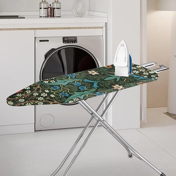 ZCFYGDX William Morris Ironing Board Cover Nylon Buckle Fastening Easy to Install Iron Decor Covers Standard with Elastic Edge Scorch Resistant Protective Covers for Iron Board 15x48 Vintage Print