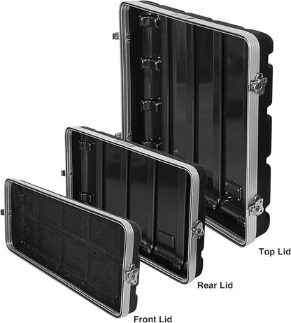 Sound Town Lightweight and Compact 4U ATA ABS Rack Case, with Slant Mixer Top, 21" Depth, 10U Top and 4U Side Spaces (STMR-A10X4U)