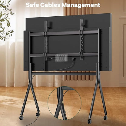 Sylvox TV Floor Stand for 65-75 Inch TVs, Heavy Duty Rolling TV Stand Max Load 132LBS/60kg, Mobile TV Cart with Lockable Wheels, Universal Flat/Curved Screen Mount, VESA 200x200 to 1200x600mm