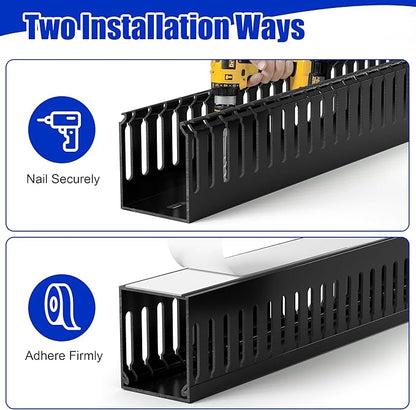 ZhiYo 2 x 2in Professional Server Rack Cable Management Raceway, 99in(6X L16.5in) Cable Raceway Kit, Electrically Safe PVC Open Slot Wire Raceway for Under Desk/Computer/Network Cords, Grey