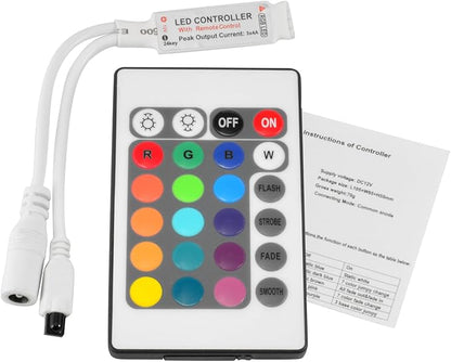 ABI Inline IR Controller with 24 Key Remote for 12V RGB LED Strip Light (5-Pack)