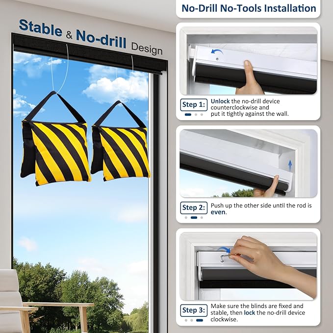 MANSNIX Smart Motorized Blinds with Remote, Cordless No-Drill Automatic Roller Shades, Blackout Electric Blind for Windows, Black, 36 x 72