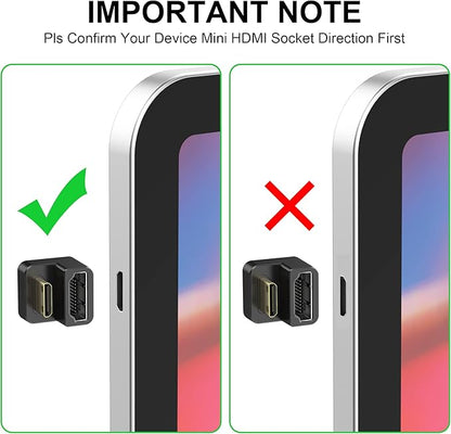 AGVEE 3 Pack (Short Side Inward) 180 Degree Angled Mini HDMI Male to HDMI Female Adapter, U-Shaped 4K@60HZ Converter Coupler Connector Extender for Portable Display Monitor Accessories, Black