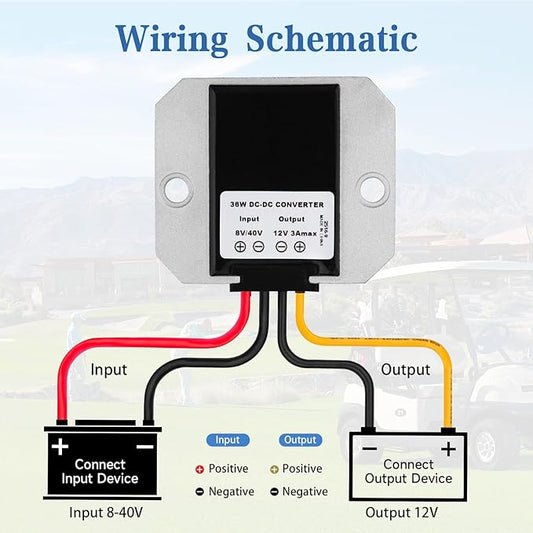 ELFCULB 8V-40V to 12V Voltage Regulator 3A 36W DC Step Down UP Converter for Golf Cart Club Car
