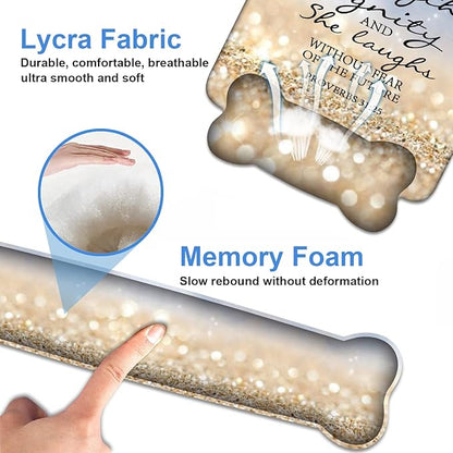 Wrist Rest Support Ergonomic Gel Mouse Pad & Memory Foam Keyboard Set, Non-Slip Rubber PU Base for Home Office Working Studying Easy Typing & Pain Relief - Bible Verses Proverbs 31:25