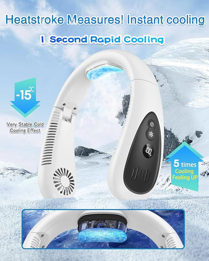 GAITIR Neck Air Conditioner, Portable Neck Fan with Cooling Plate 360°Cooling Airflow, 5000mah Rechargeable USB Fan Hands Free Bladeless Wearable Foldable Mini Fan for Men Women Home Office Outdoor
