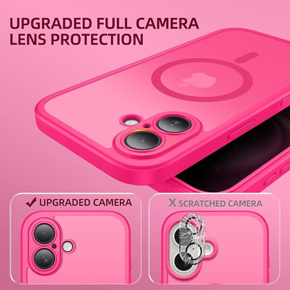 BERFY Magnetic for iPhone 16 Case, Compatible with MagSafe, Built-in Privacy Screen Protector and Upgraded Camera Protection, Anti-Spy Full Body Shockproof Phone Case for 16 6.1", Hot Pink