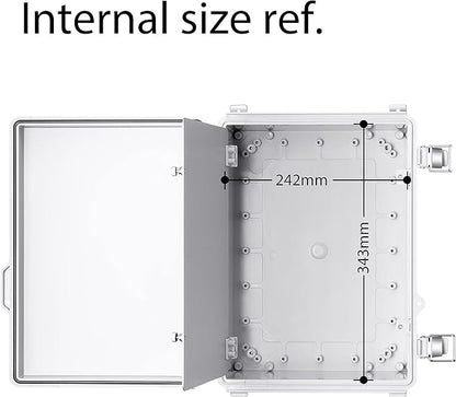 Gratury Junction Box, IP67 Waterproof Plastic Enclosure for Electrical Project, Hinged Grey Cover, Includes Mounting Plate and Wall Bracket (Grey Cover with Inner Door, 14.6"×10.6"×5.9")