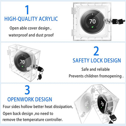 Young Dance Thermostat Lock Box with Key Thermostat Cover Universal Thermostat Lock Box Clear Small Thermostat Guard for Wall Thermostats for All Type Nest Thermostat 4.72''*4.53''*1.97'' or Smaller