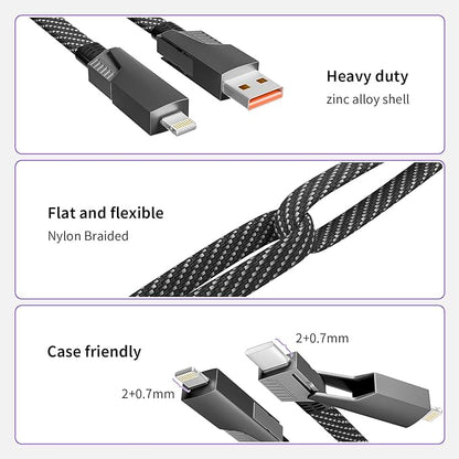 Firsting 4 in 1 Charging Cable 65W, USB C Cable Fast Charger Cord with E-Mark Chip, USB A/C to C/Lightning Cable, Multi iPhone Charger Cord for iPhone16/15/14/13 Series/Phones/Pads and Laptop