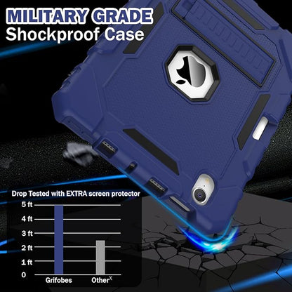 Grifobes Case for iPad Mini 7 (A17 Pro) 2024 / Mini 6 2021 8.3 inch, Heavy Duty Shockproof Rugged Cover with Pencil Holder Stand, for I Pad Mini 7th/6th Gen 8.3" Case for Kids Boys (Navy Blue)