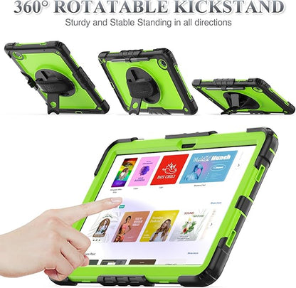 SEYMAC stock Tablet Case for Lenovo Tab M11 (TB-330FU/TB-330XU) 11 inch Drop-Proof Protection Cover with 360° Rotate Stand & Strap [Pen Holder] & Screen Protector/K11/Xiaoxin Pad 2024, Green+Black