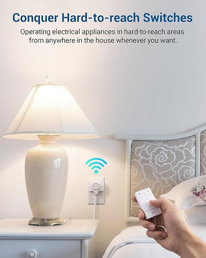 DEWENWILS Wireless Remote Control Outlet, No Wiring, Programmable & Expandable Electrical Outlet Switch, 100FT Control Range, 125V/15A/1875W Independent Control Outlet, 1Remote+3 Outlets