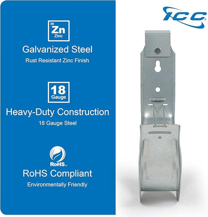 ICC Ceiling Mount J Hook 4” with Retainer Clip - Galvanized Steel Cable Management Hooks for Hanging Cable - Rust-Resistant, EIA and TIA Compliant - 4 Inch 25 Pack