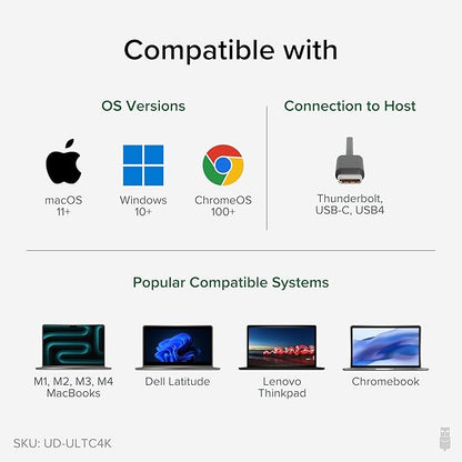 Plugable 13-in-1 USB C Docking Station 4K Triple Monitor with 100W Power Delivery | USB C Dock for Windows, Mac, ChromeOS, Thunderbolt | Driver Required | 3X HDMI and 3X DisplayPort (UD-ULTC4K)