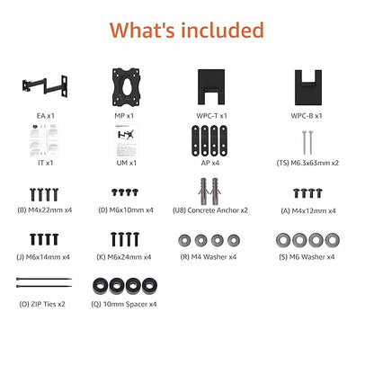 Amazon Basics Full Motion TV Wall Mount fits 12" to 40" TVs and VESA 200x200, Black