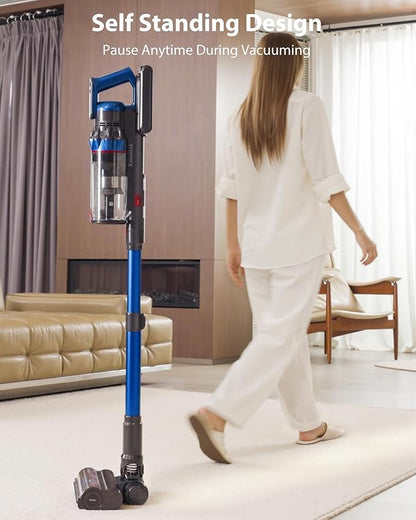 XenonLab Cordless Vacuum Cleaner, 75Mins/55KPa/650W Self-Standing Stick Vacuum Cleaners for Home, Rechargeable, Lightweight, Cone Filtration&Anti-Tangle, for Hard Floor, Carpet, Hardwoods, Pet Hair