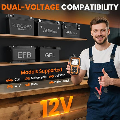 ANCEL AD410 PRO OBD2 Scanner and Battery Tester, 2-in-1 Car Diagnostic Tool, Check Engine Light, EVAP Test, Live Data, 12V Battery Analyzer with Cranking & Charging System Test for Car Motorcycle