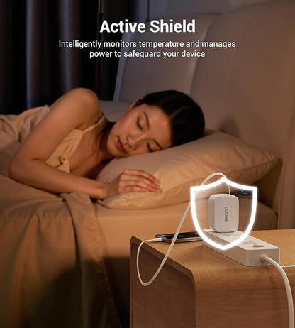 Retractable Wall Charger,40W Dual Port QC3.0+PD Fast USB C Charging Block,Type C Power Adapter Brick Cube for iPhone 17/16/15/14/13/12 Pro Max Plus,Samseng Galxy S24/S23(with 2.6FT USB C Cable)