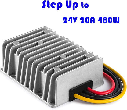 MGGi Waterproof DC/DC Converter 12V Step Up to 24V, Boost Converter 20A 480W Voltage Regulator, Power Adapter Voltage Booster,Power Supply Module Boost Transformer for Car Truck Vehicle Boat