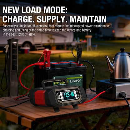 NEXPEAK 1-20A Battery Charger, Trickle Charger Car Battery Charger 12V 24V LiFePO4 Lead Acid Smart Battery Maintainer with Adjustable Current for Car Truck Lawn Mower Boat Marine