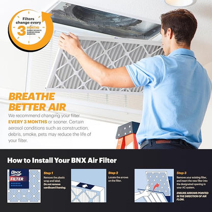 BNX TruFilter 12x24x1 Air Filter MERV 11 (4-Pack) - MADE IN USA - Allergen Defense Electrostatic Pleated Air Conditioner HVAC AC Furnace Filters for Allergies, Dust, Pet, Smoke, Allergy MPR 1200 FPR 7