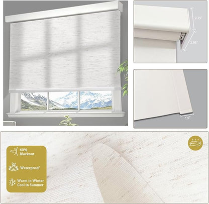 COOLWINDS Motorized Blinds with Remote Cordless Automatic Motorized Shades Custom Blinds for Indoor Windows Smart Curtains with Alexa Google Home(Light Filtering Linen Sandy Beach,W23 x H72in)