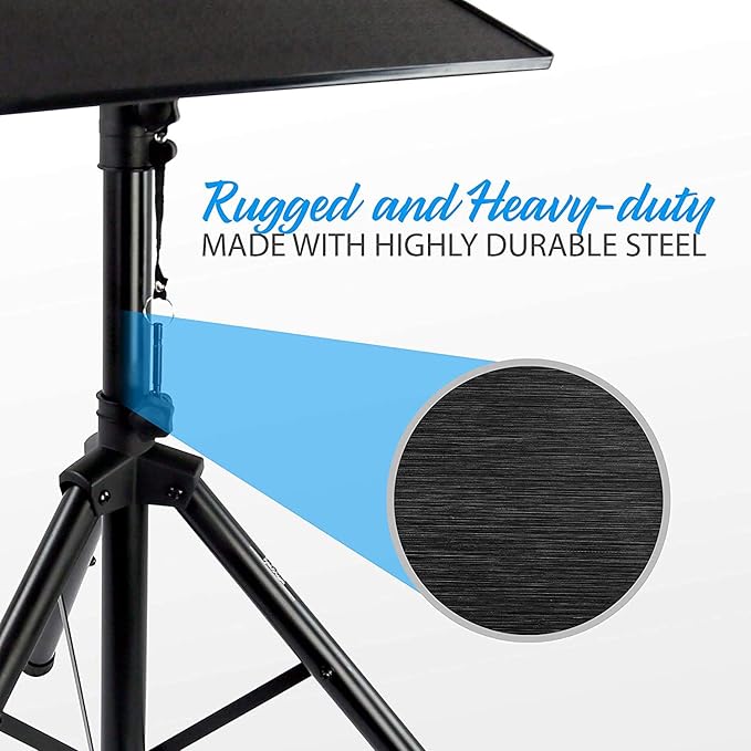 Pyle Laptop Projector Tripod Stand - 2 Pcs Computer, Book, DJ Equipment Holder Mount Height Adjustable Up to 52 Inches w/ 20'' x 16'' Plate Size - Perfect for Stage or Studio Use - Pyle PLPTS4X2