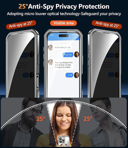 [360° Rotatable CD Stand & Built-in Privacy Screen] Magnetic Case for iPhone 16 Pro Max[Compatible with MagSafe&Full Signal]Mil-Grade Shockproof Full body Anti-Spy Cover for 16 Pro Max-Gray