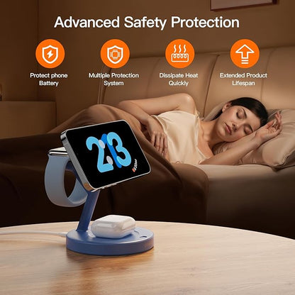 2025 3 in 1 Charging Station for Apple iPhone AirPods Watch with Mag-Safe Charger Wireless Charger Stand for iPhone 16 15 14 13 12 Series AirPods iWatch Series - Gifts for Wife & Husband