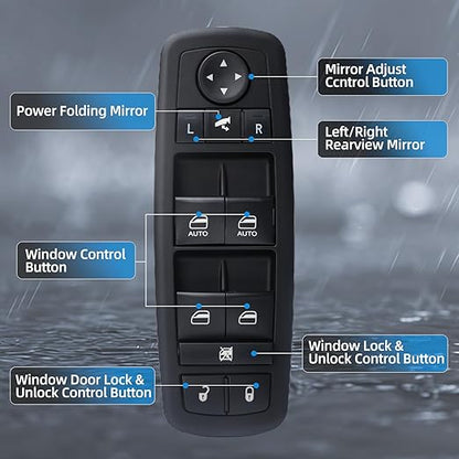 WUANGKI Power Control Window Switch | Front Driver Side | 8+3 Pins | Compatible with 2012 Chrysler 300 Dodge 2011-2012 Journey 2016-2018 Ram 1500 2500 3500 19-21 Ram 1500, 19-21 Classic OE# 56046826AE