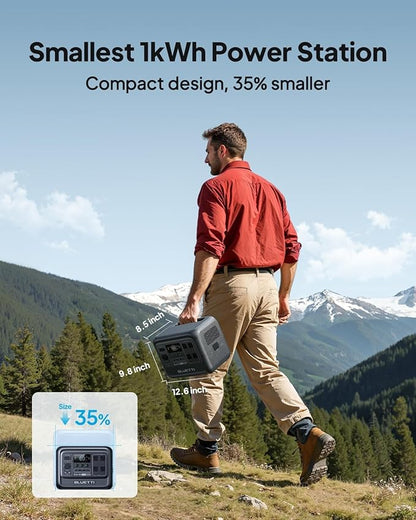 BLUETTI Elite 100 V2 Portable Power Station with Bag, 1024Wh LFP Battery Backup w/ 4 1800W AC Outlets (3600W Surge), 35% Smaller, Solar Generator for Camping, Outages, and UPS Backup