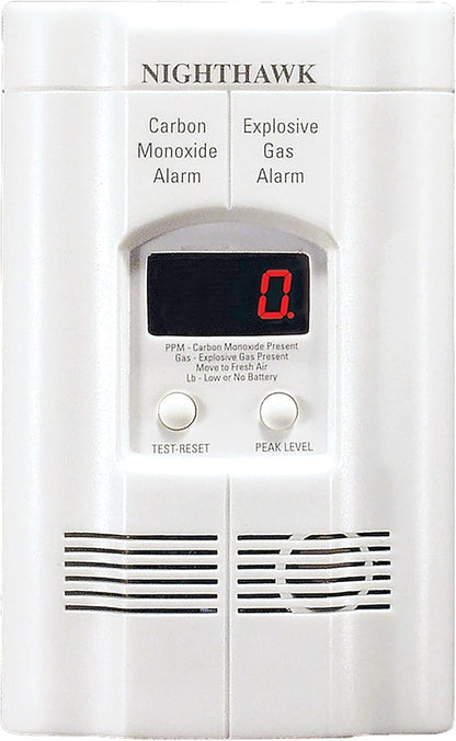 Kidde Carbon Monoxide Detector with 10-Year Battery, Digital Display, 3 LEDs & Nighthawk Carbon Monoxide Detector & Explosive Gas Detector, AC-Plug-in with Battery Backup, Digital Display, White