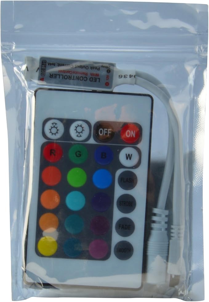 ABI Inline IR Controller with 24 Key Remote for 12V RGB LED Strip Light (5-Pack)