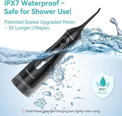 Water Dental Flossers for Teeth, 300ML Cordless Portable Electric Water Flosser, 4 Modes Oral Irrigator, Waterproof Rechargeable Water Floss for Deep Cleaning, Plaque Remover,Braces Home Travel Use