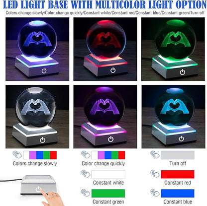Kopesmsy 3D TayTay Gifts, Cute TS Girl Night Light, 3.15-inch Heart-Shaped Crystal Ball Night Light with LED Colorful Lighting Touch Base, Birthday Mother's Day Christmas Gift