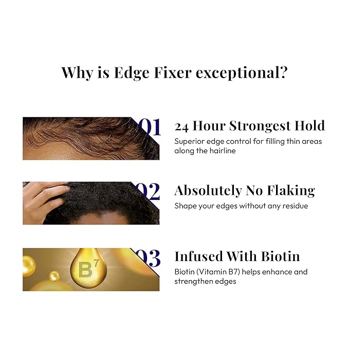 Red by Kiss Edge Fixer Extreme Hold, Strong Edge Control with 24-Hour Hold, Infused with Biotin for Nourishment & Hydration, No Flaking or Oily Residue (3.38 Fl.oz.)