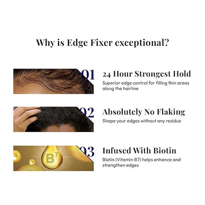 Red by Kiss Edge Fixer Extreme Hold, Strong Edge Control with 24-Hour Hold, Infused with Biotin for Nourishment & Hydration, No Flaking or Oily Residue (3.38 Fl.oz.)