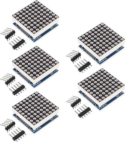 ACEIRMC 5PCS MAX7219 8x8 Dot Matrix LED Display Module 5V MCU Control MAX7219 88 LED Dot Matrix DIY Kit (B)