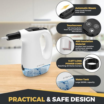 Handheld Steam Cleaner, 15S Rapid Heating, 3 Adjustable Modes, 14 Cleaning Kits, Steam Cleaner for Home, Kitchen, Bathroom, Car