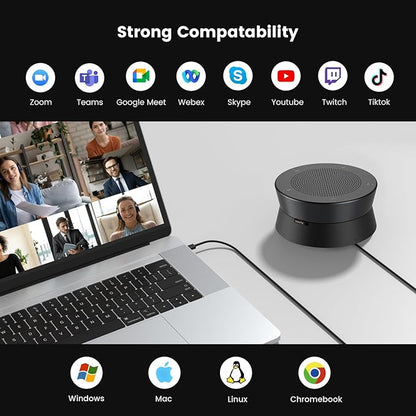 Nearity A21S Zoom Certified Conference Speaker and Microphone, Speakerphone w/8 Mics, 16ft Voice Pickup, AI 2.0 Noise Cancelling, USB Speakermic with Daisy Chain, Works with Microsoft/Teams/Google Mee