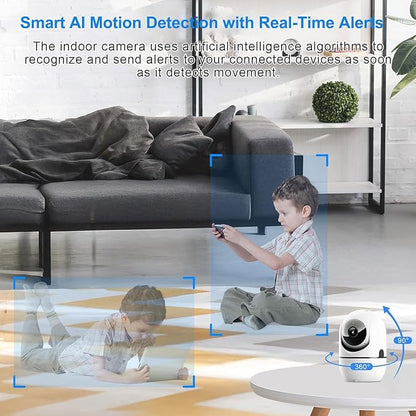 GBIUT Indoor Security Camera, 5G & 2.4GHz Dog/Puppy/Pet WiFi Security Camera with Phone App, 360° Pan/Tilt Home Cameras Indoor, Smart AI Auto Tracking & Night Vision, US Cloud Storage (2Pack)