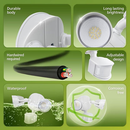 Philips 44W 4200 lm LED Security Light Outdoor w/PIR Motion Sensor, 5000K Daylight Flood Light, Waterproof, Dusk to Dawn, 2 Heads, 4 Modes